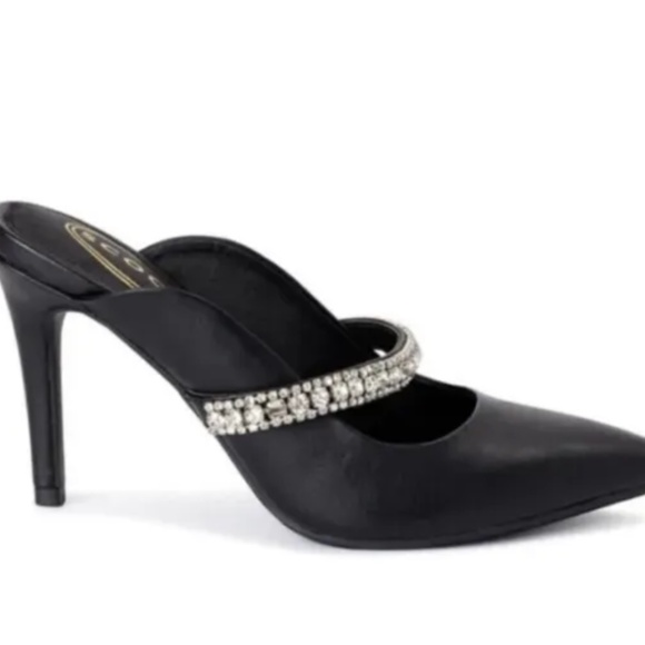 Scoop NYC Women’s Rhinestone Black Slip On Heels Size 7.5 NEW - Picture 2 of 6